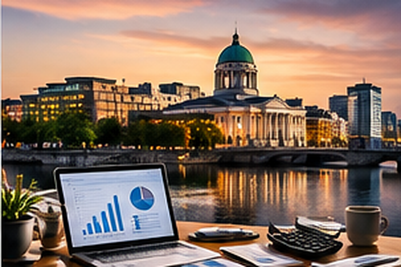 Cavan accounting services with financial reports and Cavan city skyline