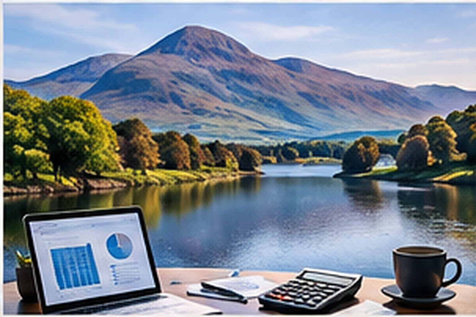 Laois accounting services with financial reports and Laois city skyline