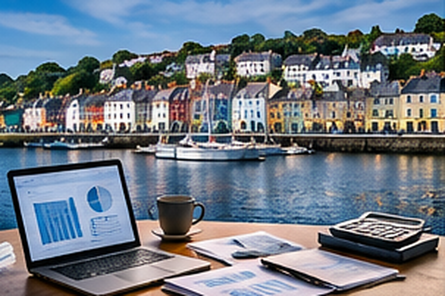 Westmeath accounting services with financial reports and Westmeath city skyline